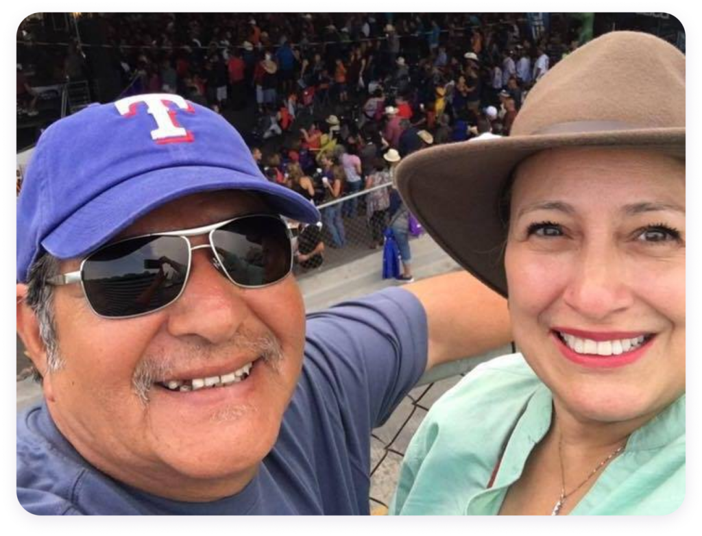 Home health nurse Leandra at sporting event with male companion